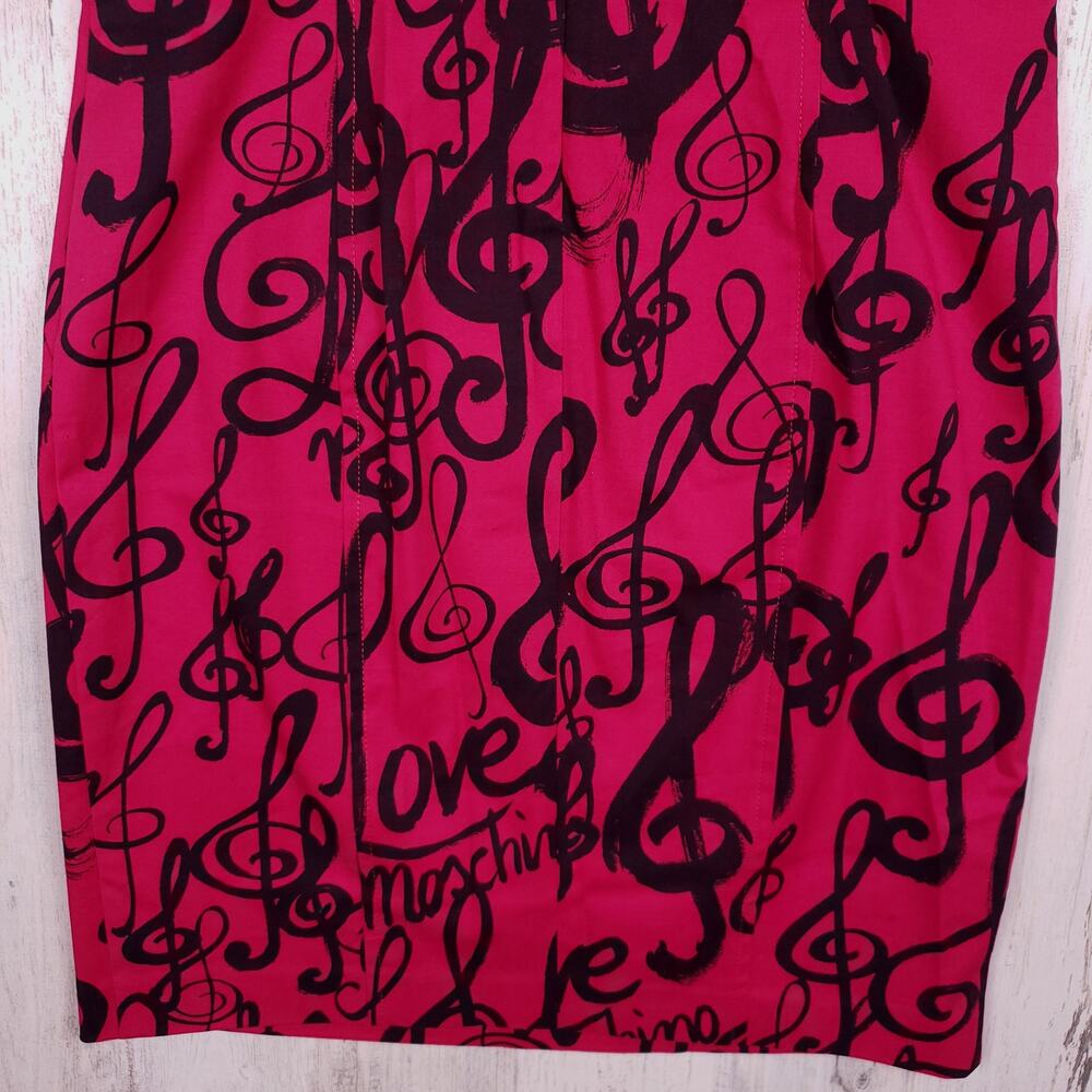 NWT Love Moschino Fuchsia Music Note Sheath Sleeveless Dress Women's Size 8 - Picture 9 of 11